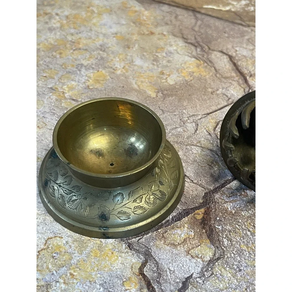 Vintage Brass Bell with matching Base.  Made in India.